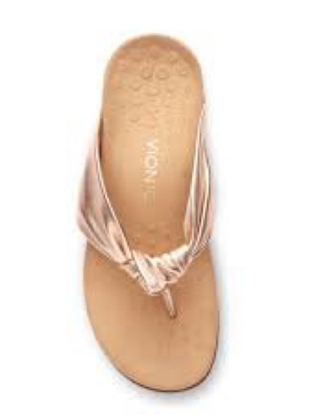 Vionic Rose Gold Metallic Knotted Thong Sandals